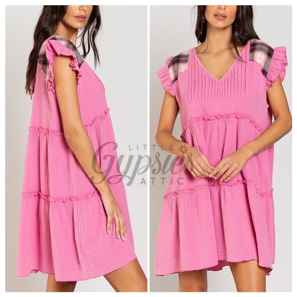 POL Baby Doll Grunge Double Gauze Mini Dress - Picture 7 of 14